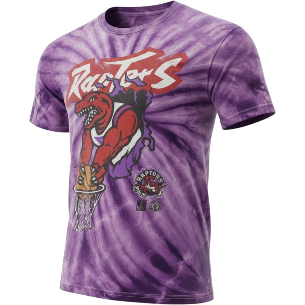 Mitchell‎ & Ness Toronto Raptors Tshirt Men Sz M Logo Tie Dye Purple NBA Sports